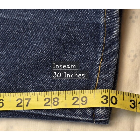 90s Vintage Lee Mom Jeans Womens Sz 14‎ Blue Denim High Rise Straight Made USA - Picture 11 of 13
